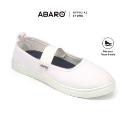 ABARO White School Shoes 7311 Primary Canvas